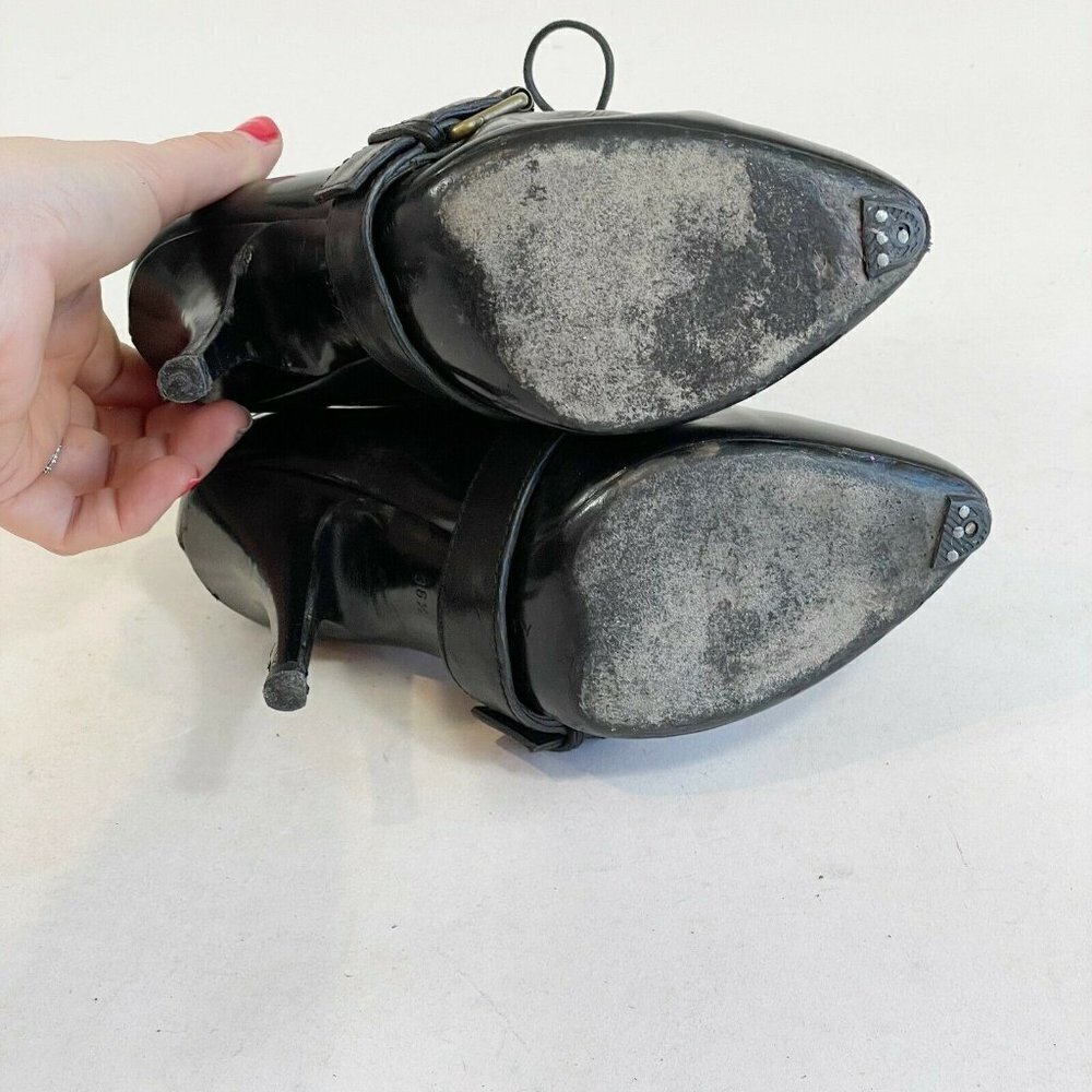 Givenchy Womens Buckle Lace Up Ankle‎ Bootie Heels Black Sz 36.5 Leather Pointed - Picture 7 of 9